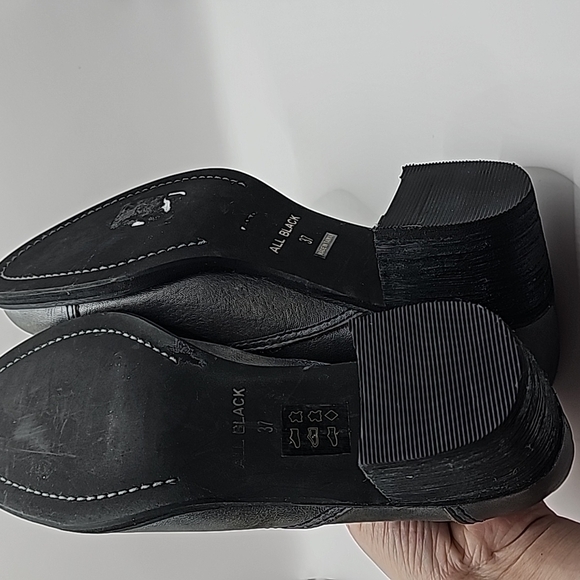 All Black womens block Heeled oxfords size 37 - Picture 4 of 5